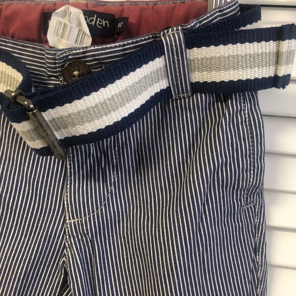 Mini Boden Size 4 Striped Pants And Belt - Picture 2 of 7